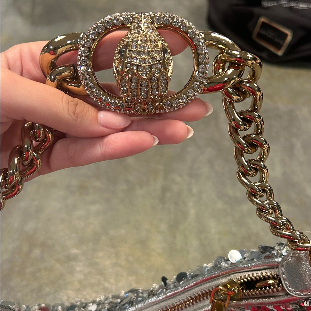 KURT GEIGER LONDON small Chelsea sequin chain-strap shoulder bag - Picture 4 of 7